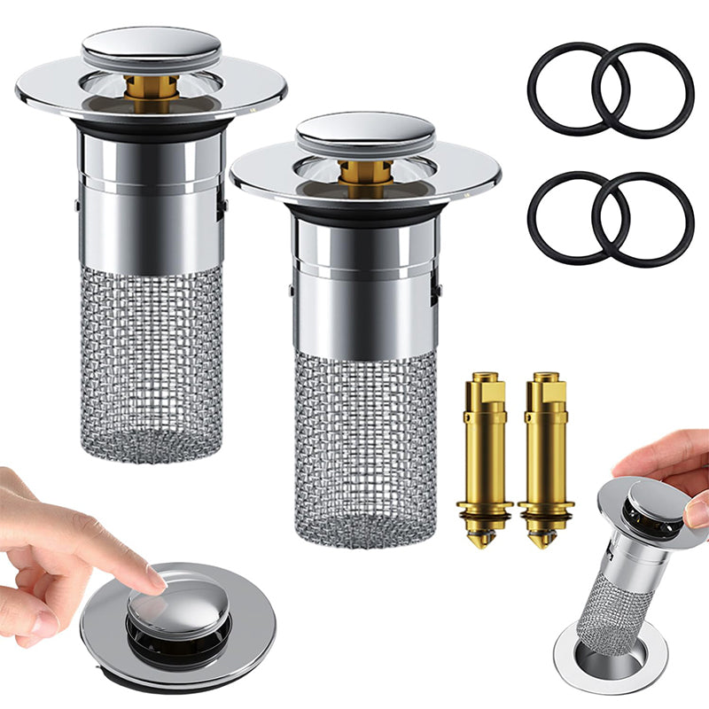 Filtro pop-up per capelli — anima in ottone, cestello in acciaio inox, universale 1-1.2"