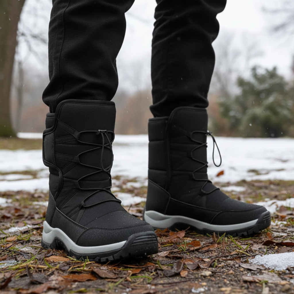 Waterproof Snow Boots — Plush-Lined Slip-On, Non-Slip Rubber Sole