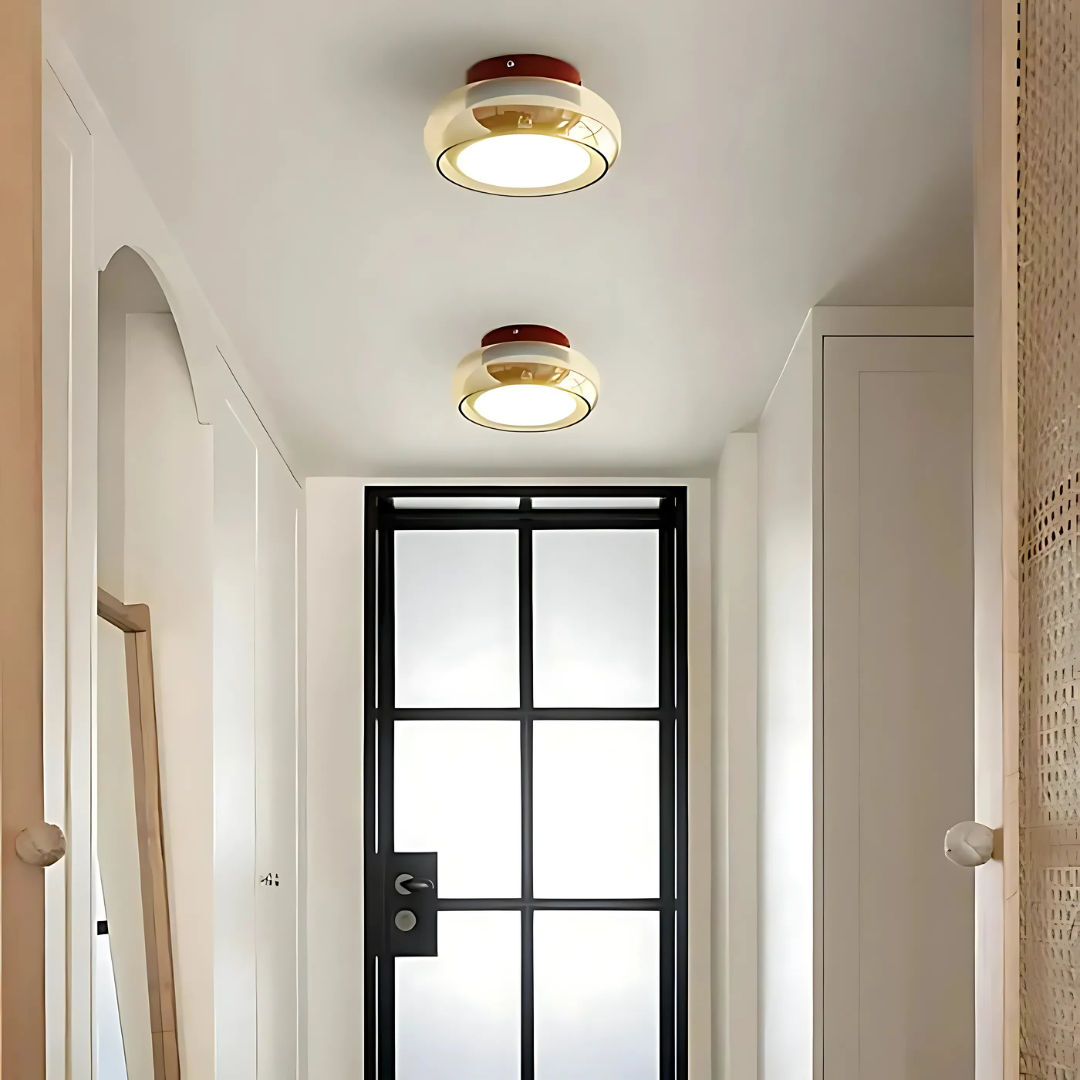 12-Inch 24W LED 吸顶灯，琥珀色玻璃，暖白光
