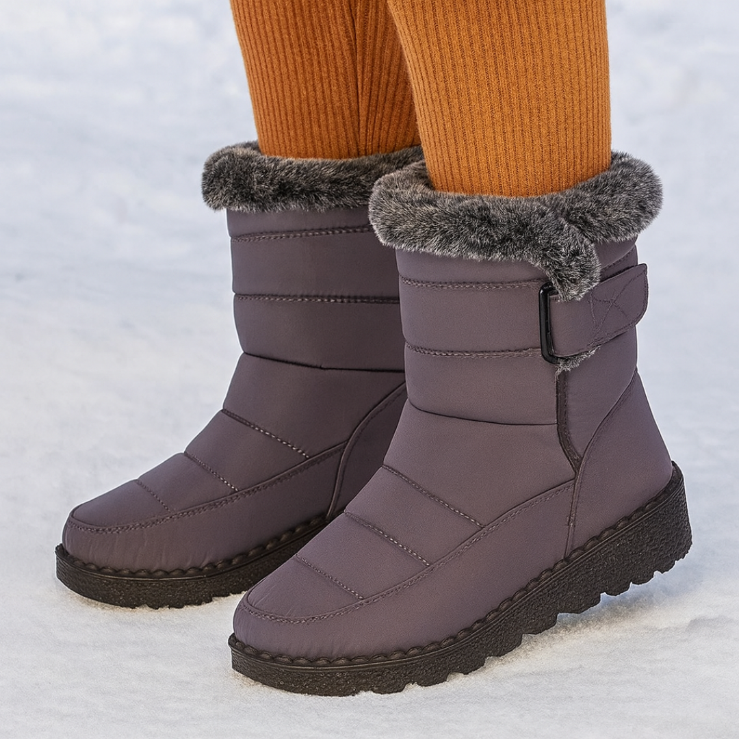 Damskie wodoodporne buty zimowe - ocieplana miękka podszewka, antypoślizgowa podeszwa