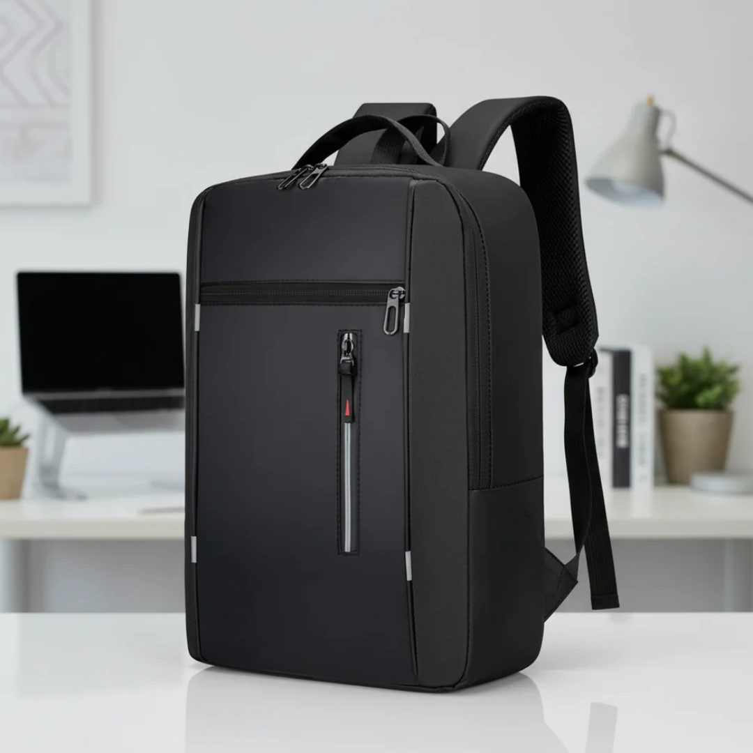 Water-Resistant Laptop Backpack — USB Port, Padded 15.6-Inch Sleeve