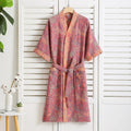 Women's Lightweight Cotton Gauze Robe — Double-Layer Vintage Print