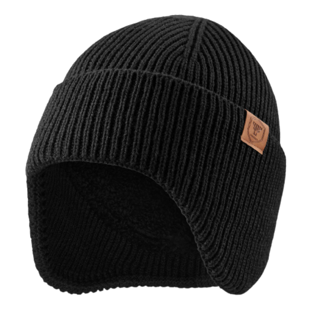Fleece-Lined Thermal Knit Hat with Ear Flaps for Winter