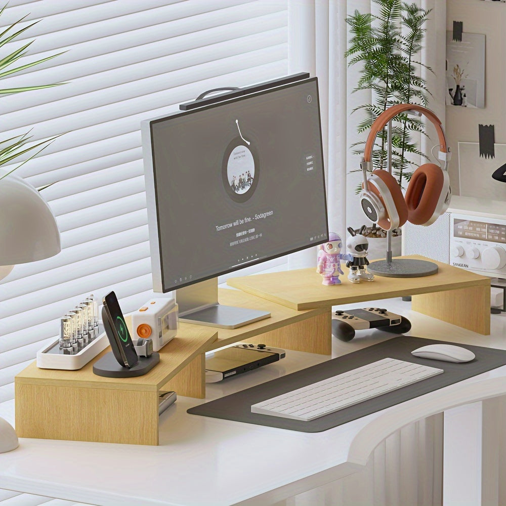 Adjustable Dual Monitor Mount with Laptop & Accessory Organizer - Euroselle