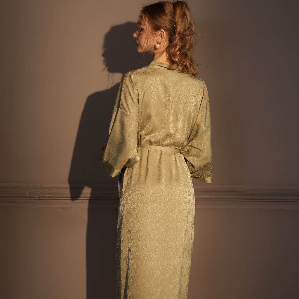 Elegant satin natbeklædning til kvinder lang ydre kappe - Euroselle