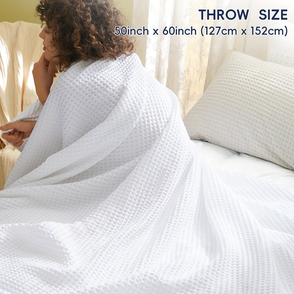 Lightweight Waffle Throw Blanket for Cozy All-Season Comfort - Euroselle