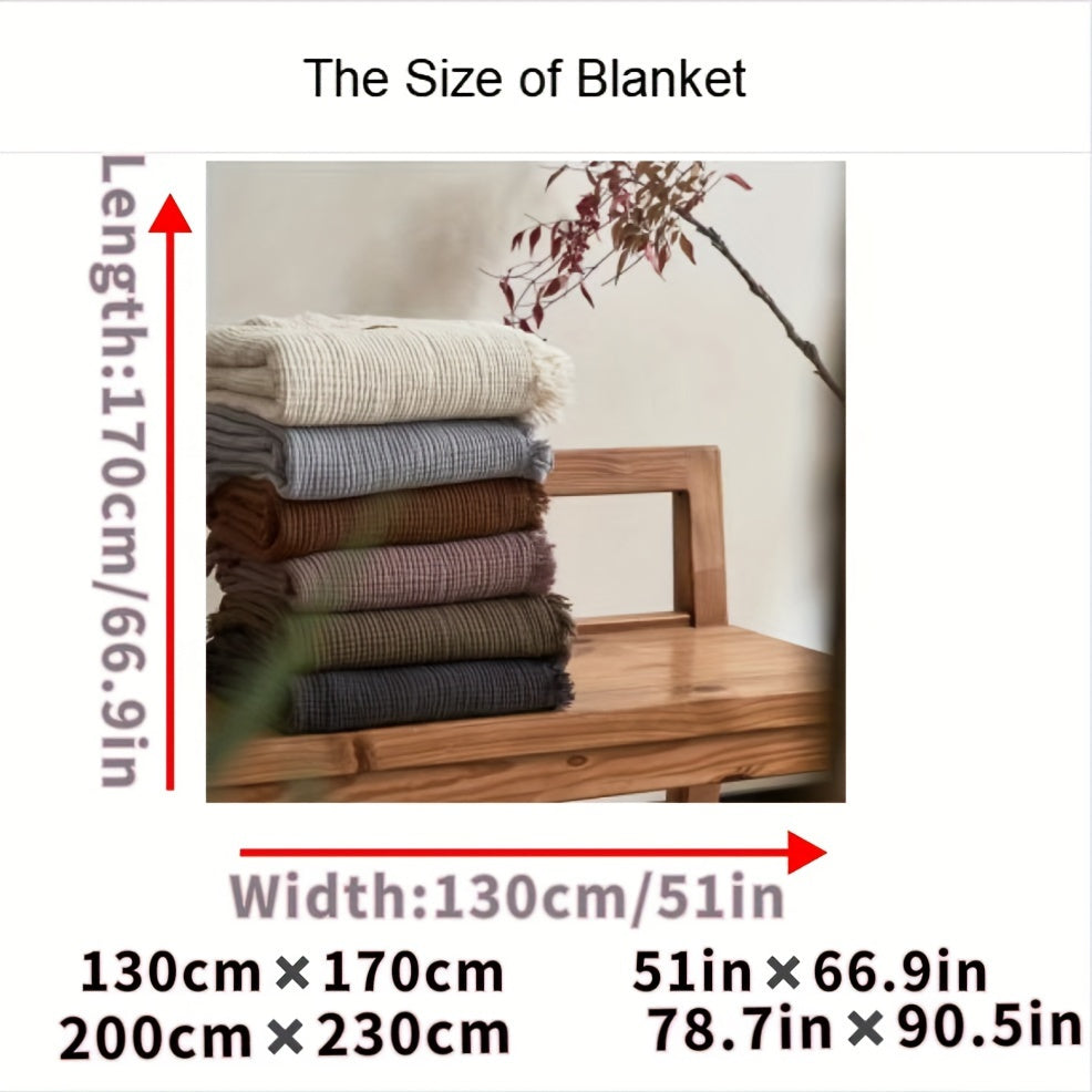 Lightweight 4-Layer Cotton Gauze Blanket with Elegant Fringe - Euroselle