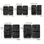 15-teiliges klassisches schwarzes Nagelpflege-Set für Hände, Füße & Gesicht, Werkzeuge aus Edelstahl - Euroselle