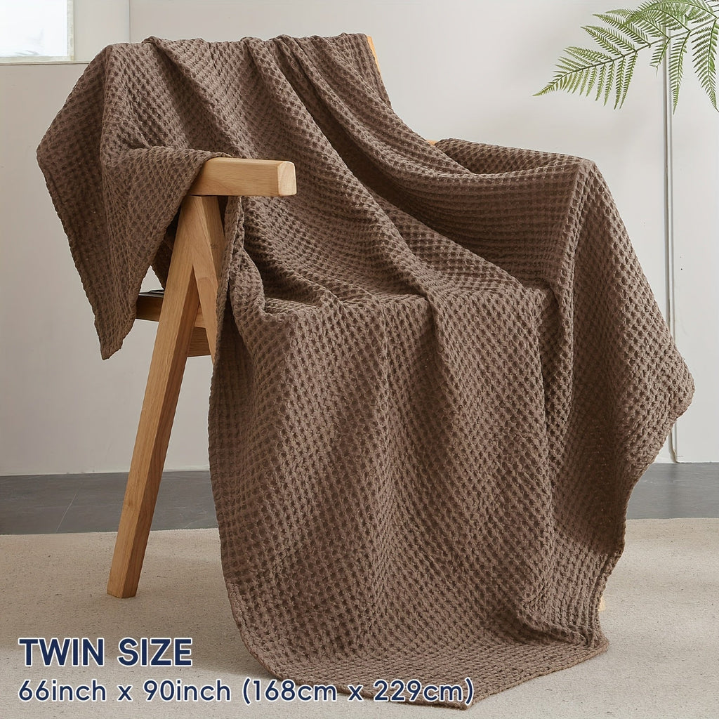 Lightweight Waffle Throw Blanket for Cozy All-Season Comfort - Euroselle