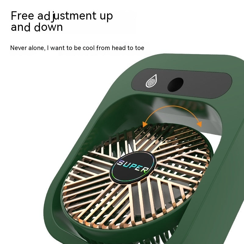 Ventilador nebulizador portátil AquaFlow — diseño de mano de 3 velocidades, sistema de nebulización integrado