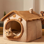 Maison pour chat fermée et chaude avec lit en peluche pour le confort hivernal - Euroselle
