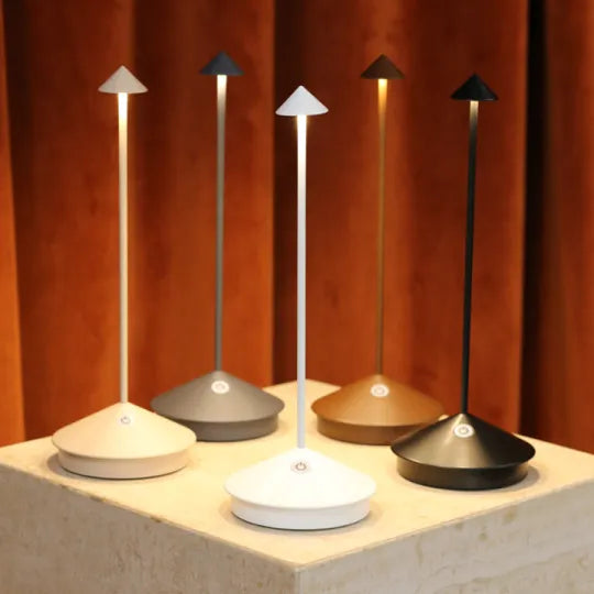 Trådløs LED-aksentlampe, 12 in høy, oppladbar, batteridrevet, dimbar, varm glød, metallkonstruksjon, til uteplass, spisestue og nattbord