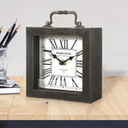 Rustic Wooden Shelf Clock with Glass Cover for Home Decor - Euroselle