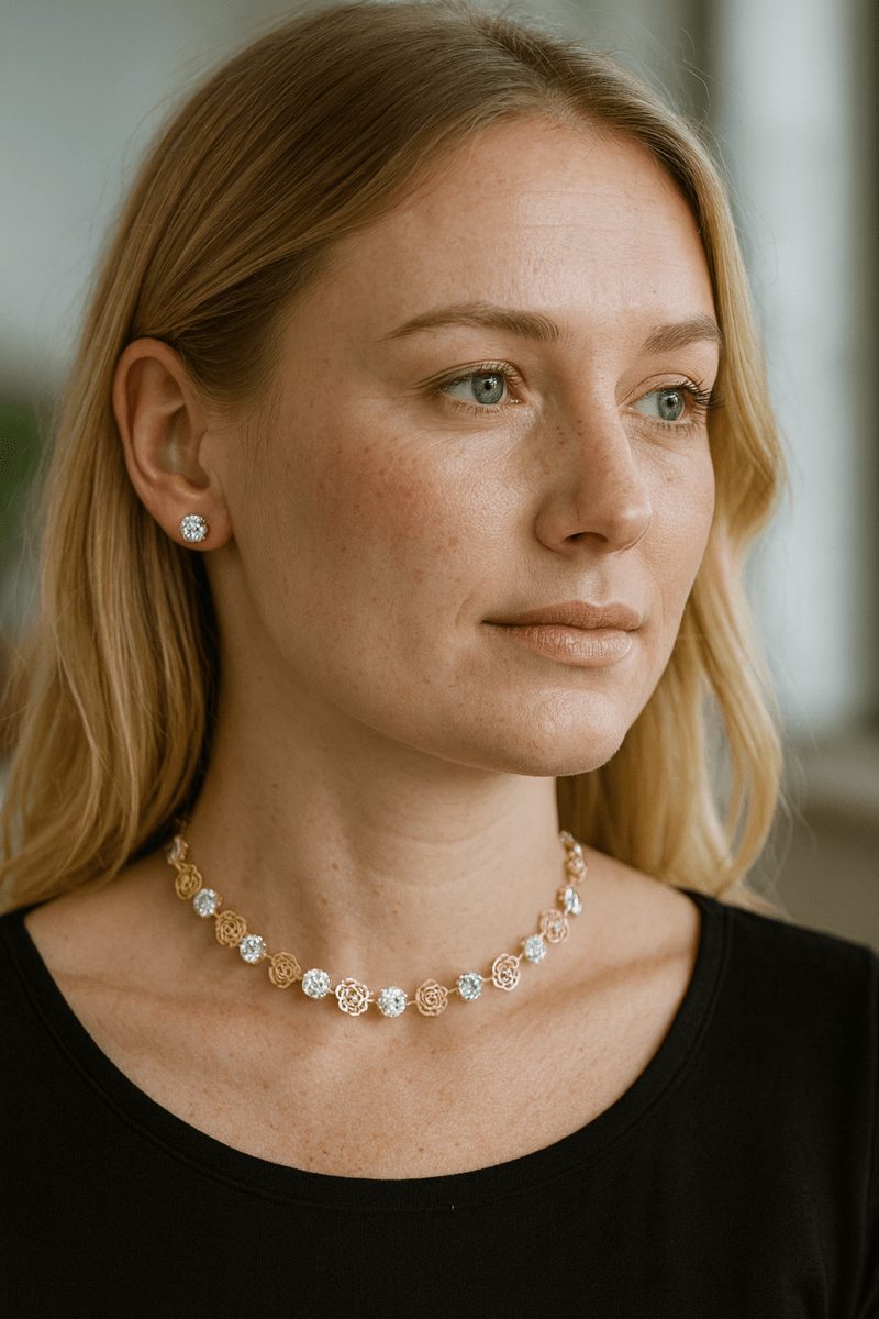 Emerald Enchantment Jewelry Set — Iron Mariner Link Choker and Earrings, Green Stones