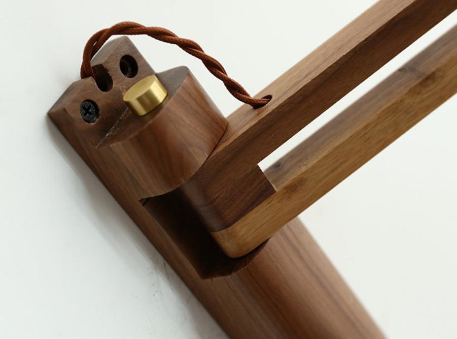 Aplique de pared con brazo articulado de madera y pantalla de vidrio acanalado - Lámpara de lectura ajustable junto a la cama para dormitorio moderno y japandi, pasillo y sala de estar R