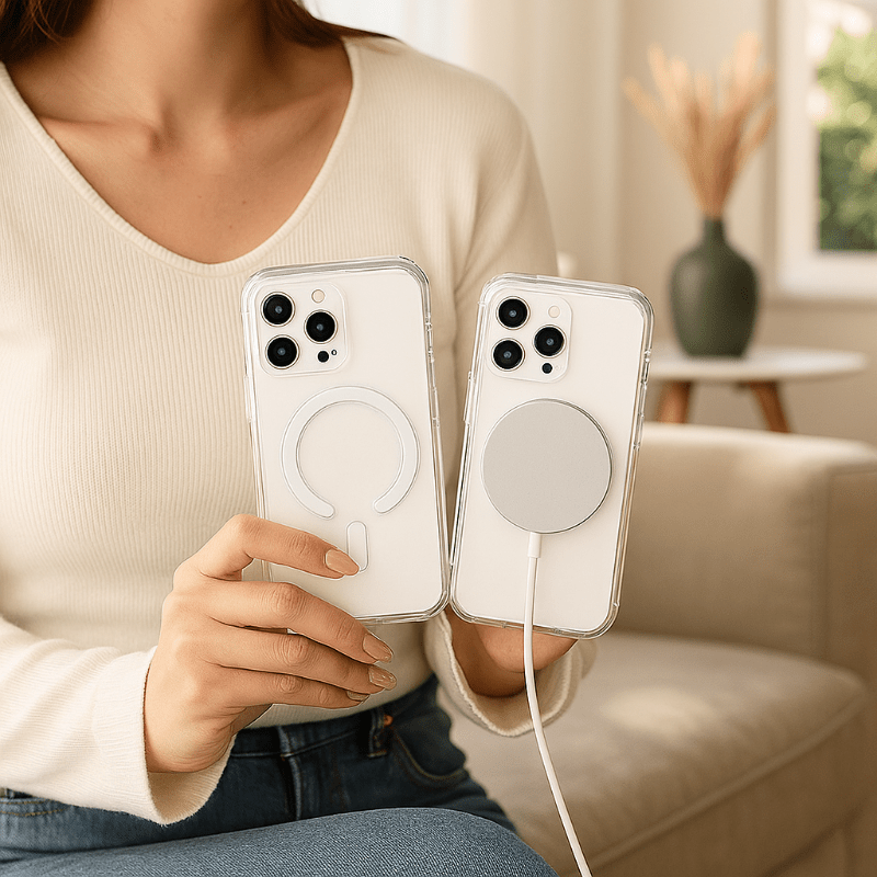 غطاء iPhone 11–17 الشفاف AeroShield — ظهر MagSafe متكامل بسلاسة