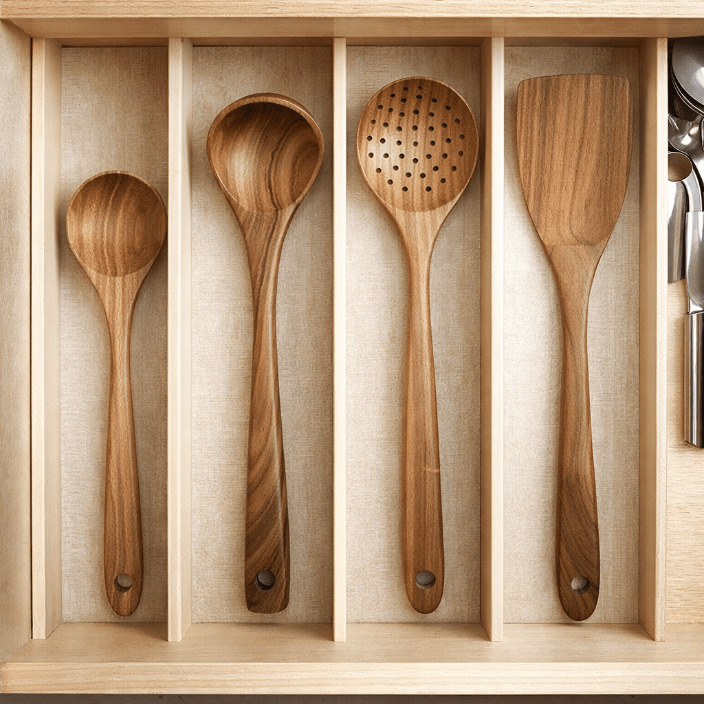 EverWoods førsteklasses kjøkkenredskapssett i tre — skånsomt mot panner, design med glatt finish