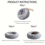 Soft Faux Fur Donut Pet Bed for Small to Large Dogs & Cats - Euroselle