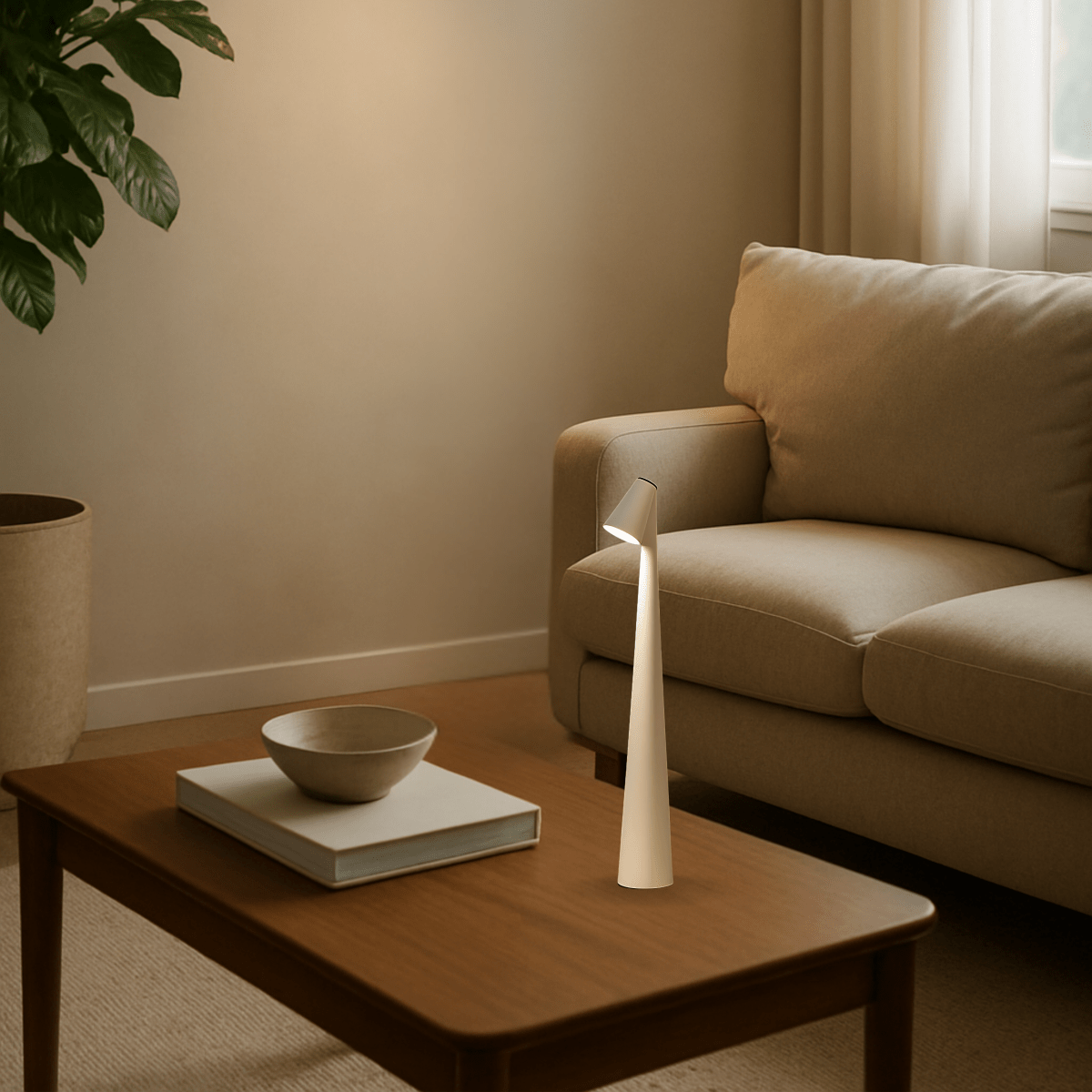 Stylish Rechargeable Metal Table Lamp — Cord-Free LED Warm Light