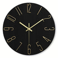 Modern Minimalist Round Wall Clock Rimless Design Black & Gold - Euroselle