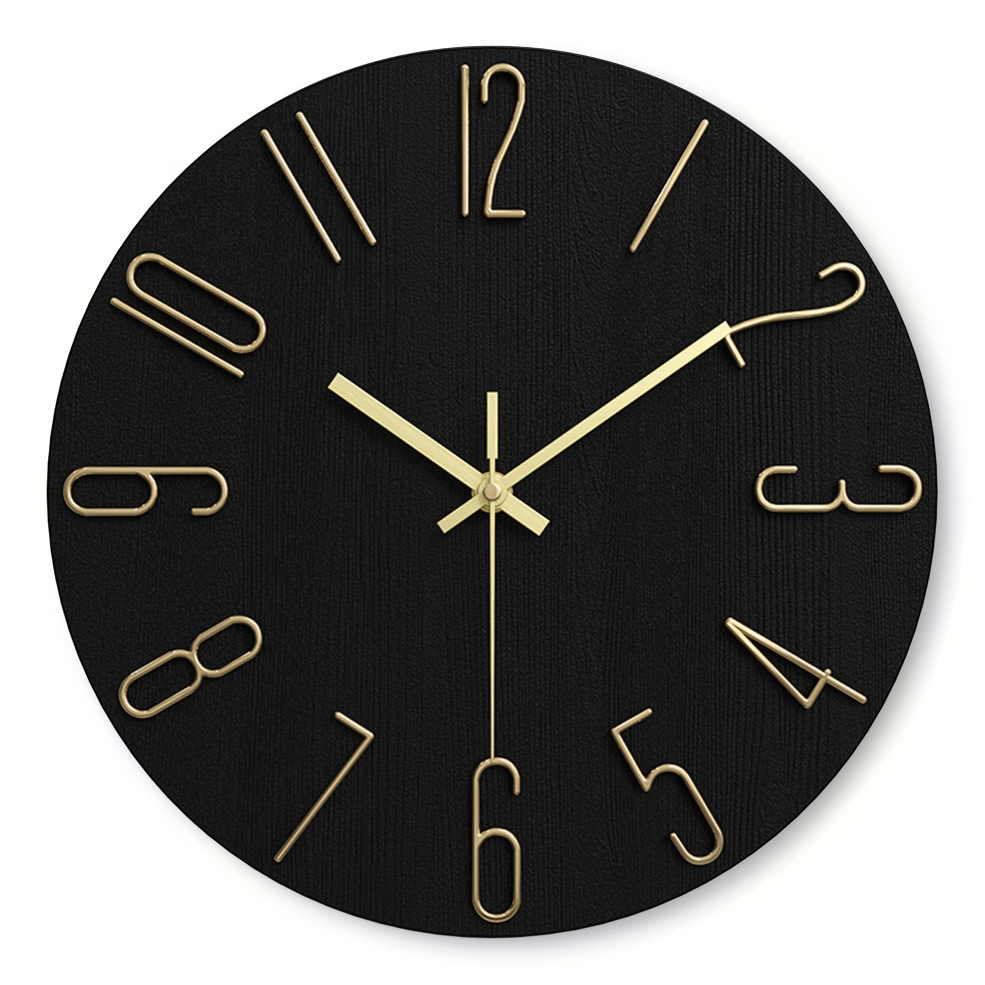 Modern Minimalist Round Wall Clock Rimless Design Black & Gold - Euroselle