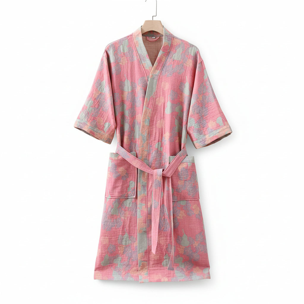 Premium 100% Cotton Double-Layer Gauze Pajama Set Unisex Mid-Length for All Seasons - Euroselle