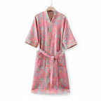 Premium 100% Cotton Double-Layer Gauze Pajama Set Unisex Mid-Length for All Seasons - Euroselle