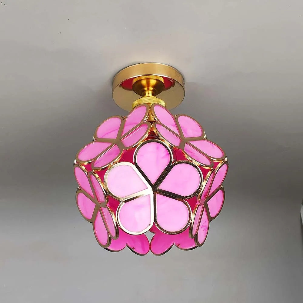 Luminaria con forma de flor para montaje empotrado, dorada, con pantalla acrílica, para entrada, dormitorio y espacios pequeños, iluminación LED moderna de techo de 8 pulgadas
