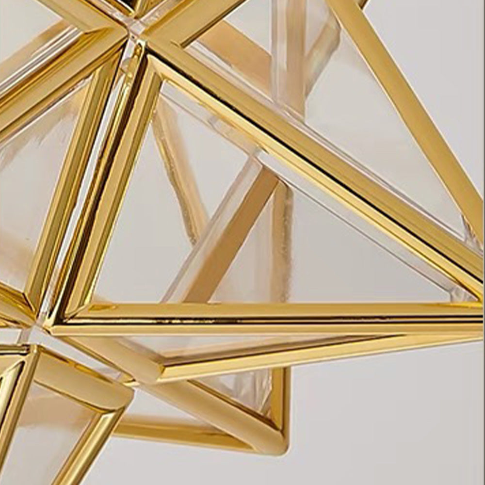 Aranyszínű fém, geometrikus csillag alakú mennyezeti lámpa, E27 foglalat, 8-Inch
