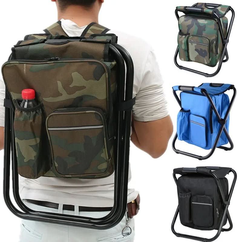TrailChair 3v1 maskovací batoh — skládací židle, vestavěná chladicí taška