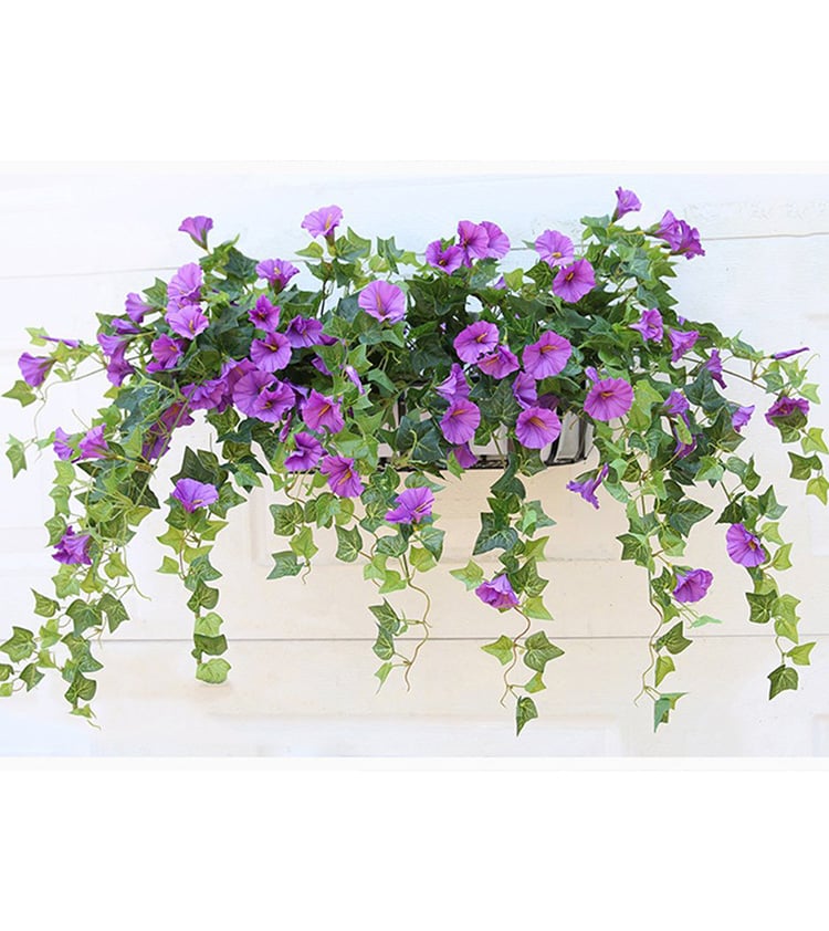 Kunstmatige ochtendgloriarank, 35 in, 44 bloemen, uv-bestendig