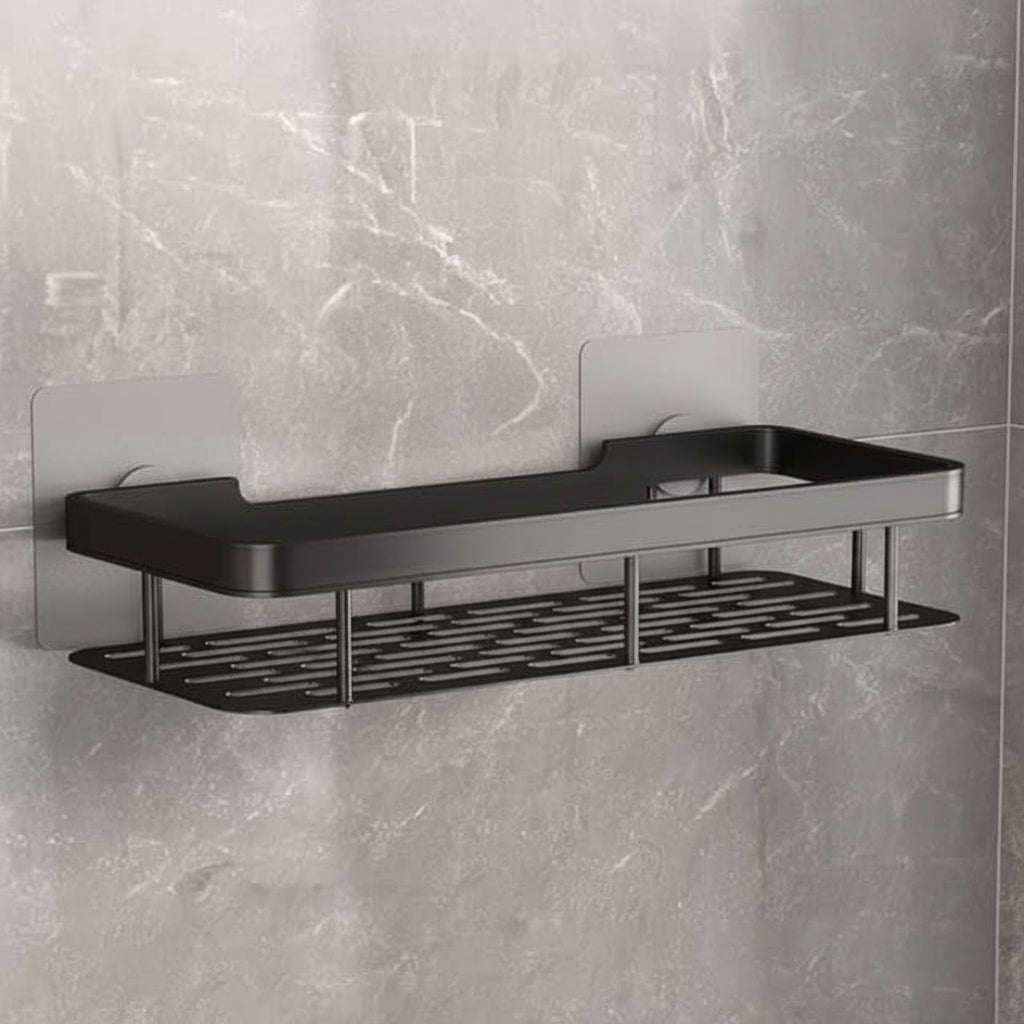 ABS Wall-Mounted Corner Bathroom Caddy — No-Drill Adhesive Rack