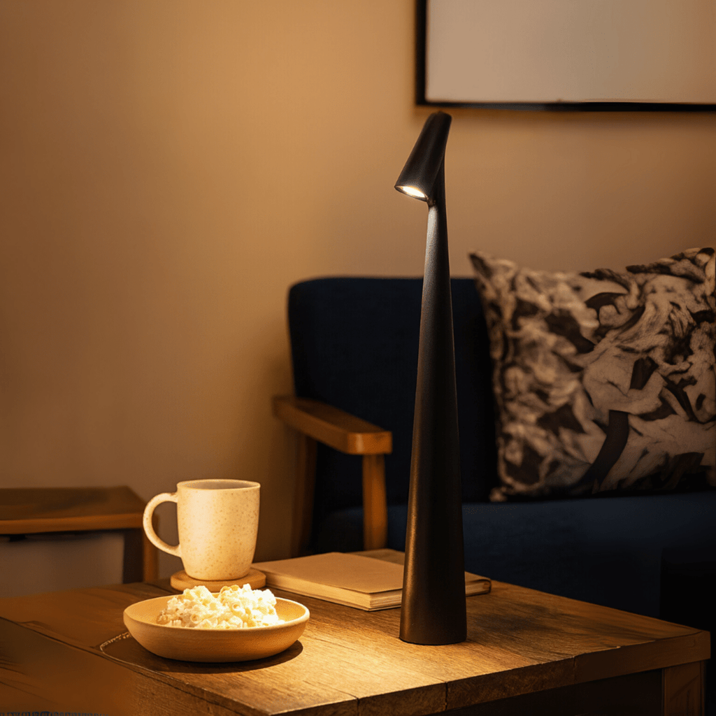 Lámpara de mesa metálica recargable y elegante — Luz LED cálida sin cables