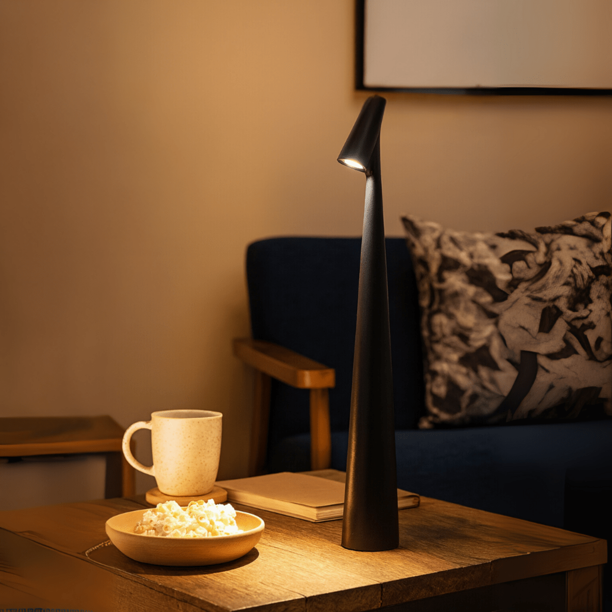 Lámpara de mesa metálica recargable y elegante — Luz LED cálida sin cables