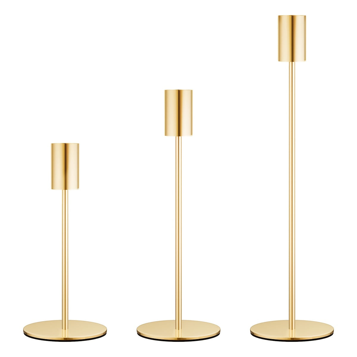 Set of 3 Golden Iron Candlestick Holders - Euroselle