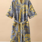 Premium 100% Cotton Double-Layer Gauze Pajama Set Unisex Mid-Length for All Seasons - Euroselle
