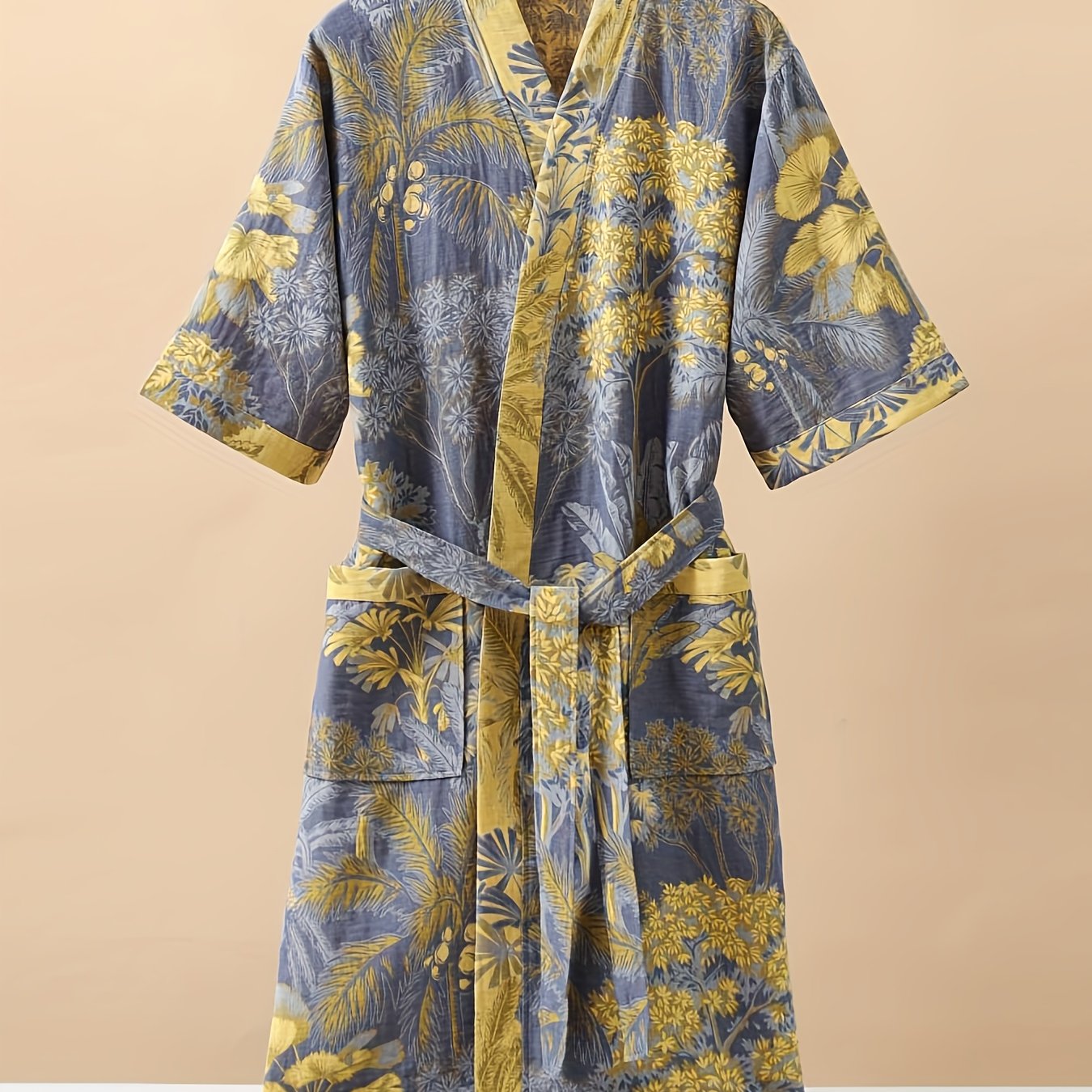 Premium 100% Cotton Double-Layer Gauze Pajama Set Unisex Mid-Length for All Seasons - Euroselle