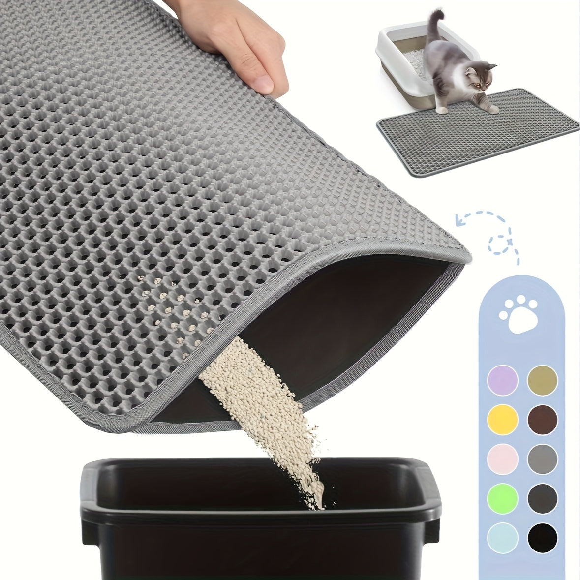 Honigwaben-Wasserdichte Katzenstreu-Matte mit Geruchskontrolle & waschbar - Euroselle