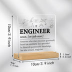 Minimalistisches flaches Acryl-Namensschild mit Holzständer für Schreibtisch- & Regalgestaltung - Euroselle