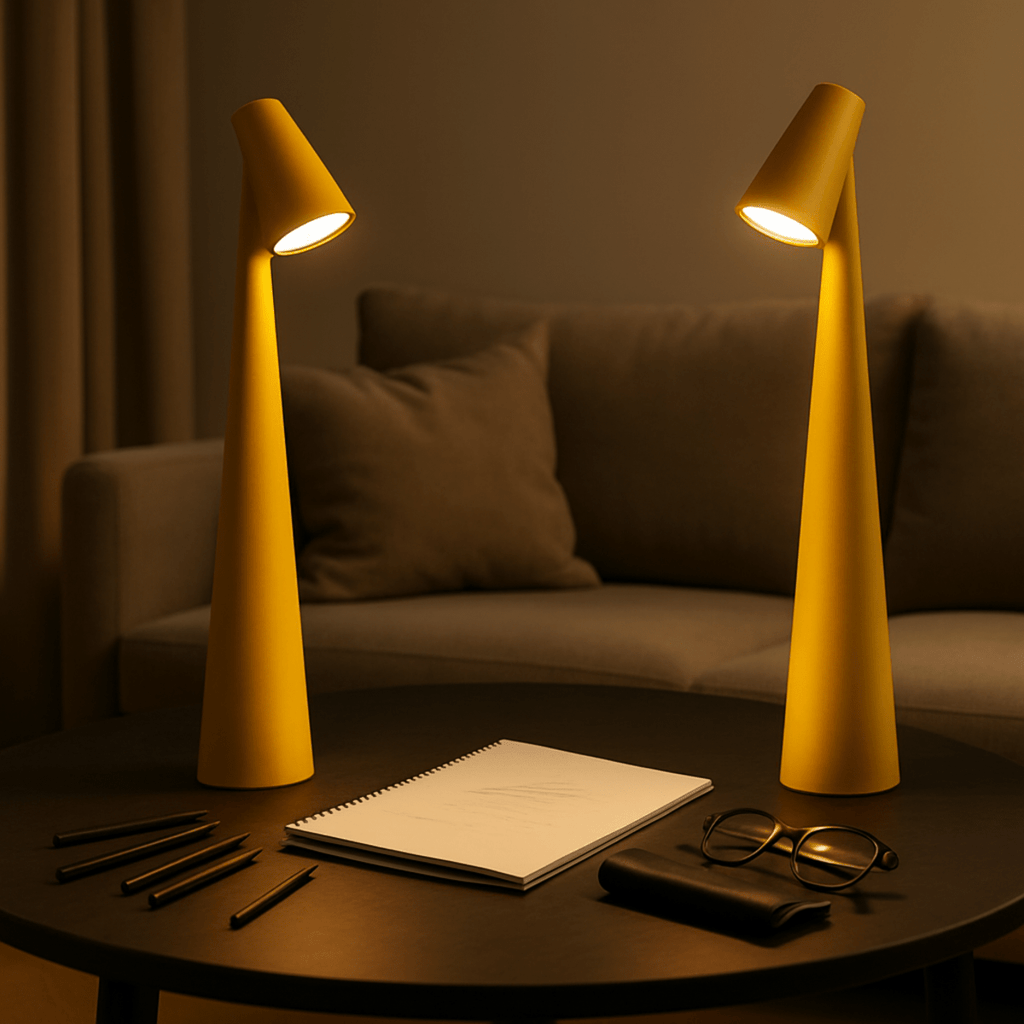 Lámpara de mesa metálica recargable y elegante — Luz LED cálida sin cables