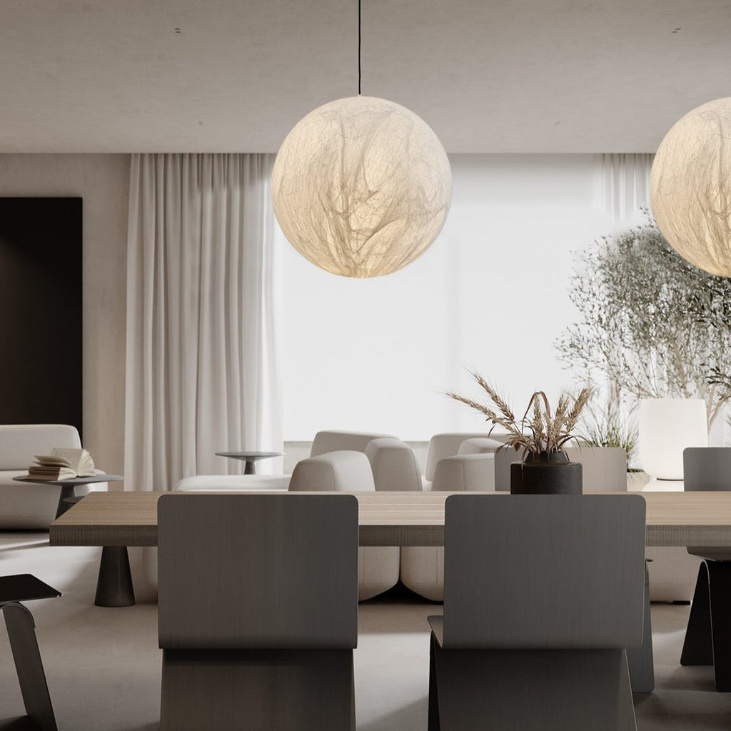 LunaSilk Ceiling Lamp With Moonlit Glow And Silk Accent For Calm Rooms