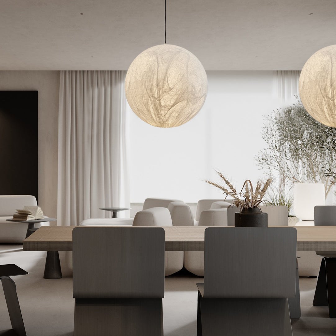 LunaSilk Ceiling Lamp With Moonlit Glow And Silk Accent For Calm Rooms