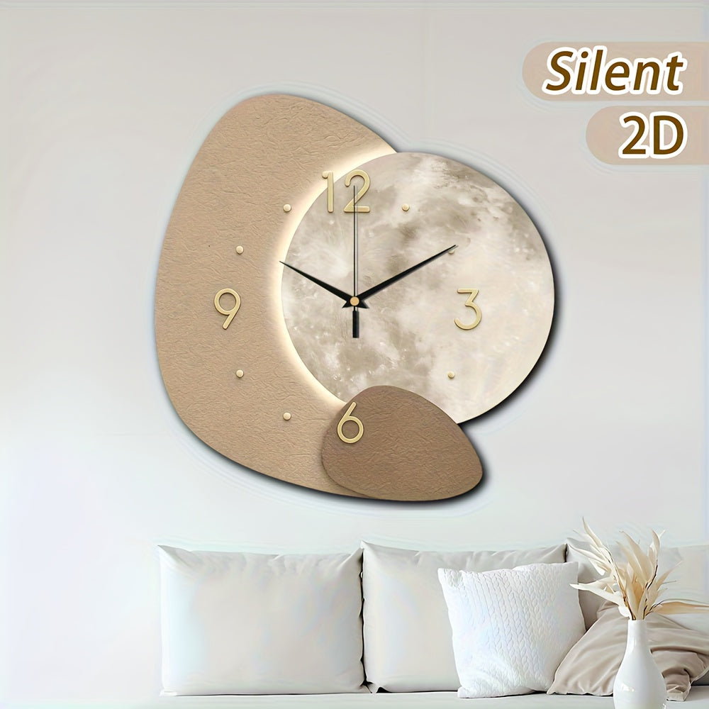 Designer Wooden Wall Clock with Golden Highlights - Euroselle