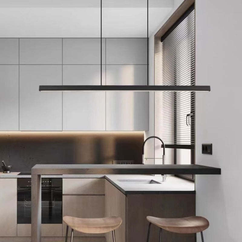 Novare | Modern Linear Metal LED Pendant Light in Black and Brown