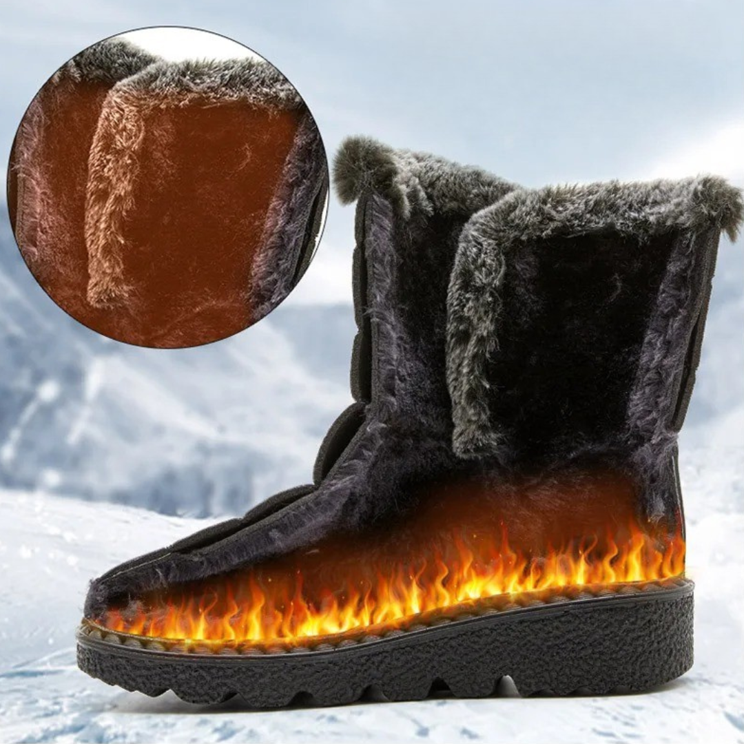 Damskie wodoodporne buty zimowe - ocieplana miękka podszewka, antypoślizgowa podeszwa
