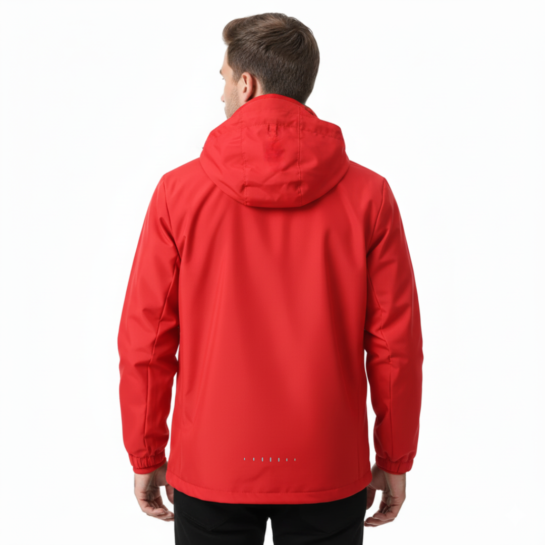 Veste de pluie légère à fermeture éclair pour homme — coque respirante à capuche