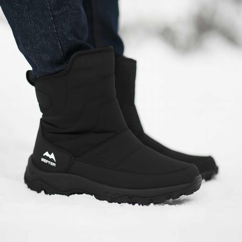 Men's Insulated Waterproof Ankle Snow Boots — Side Zip, Non-Slip