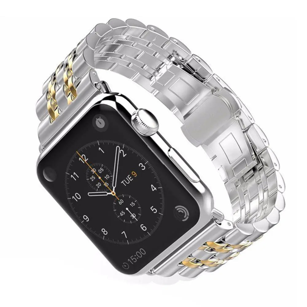 Ensemble bracelet en métal et coque de protection pour Apple Watch 38-44 mm