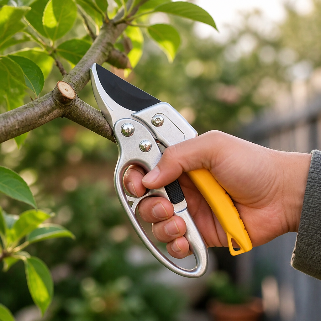 Foarfecă de grădină cu clichet — lamă din oțel SK5, mâner ergonomic antiderapant