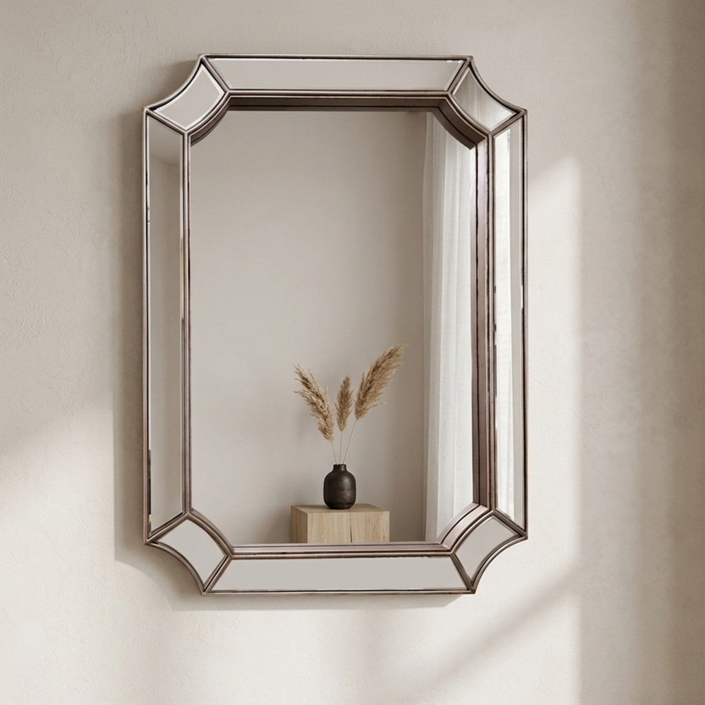 Modern Vintage Wall Mirror — Segmented Panel Border